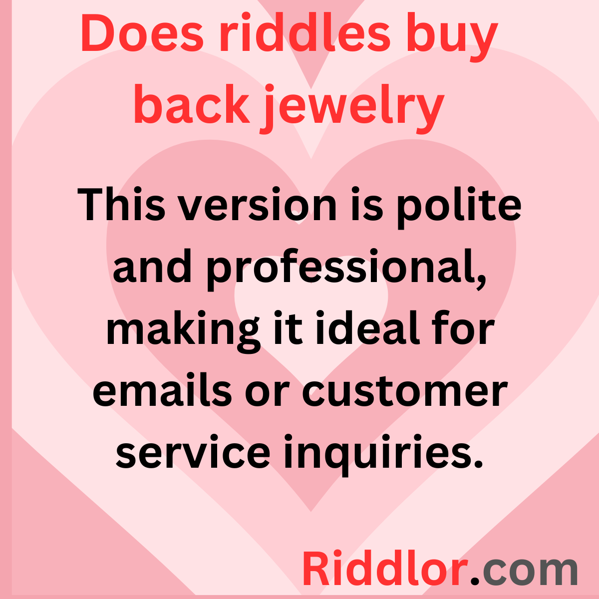 does riddles buy back jewelry